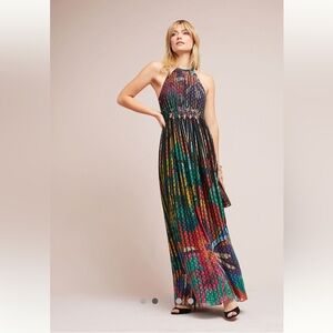 Multicolor maxi dress by Geisha Designs from Anthropologie. Wedding guest dress